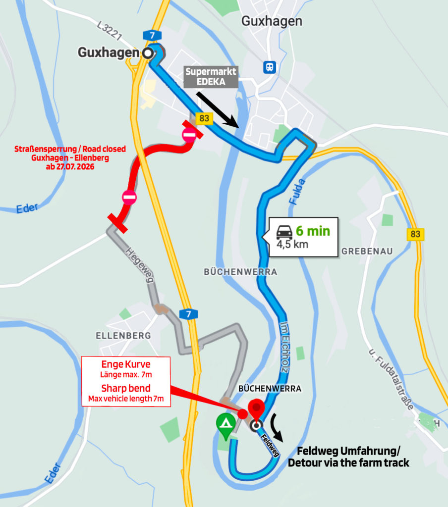 Anfahrt 2026 - Strassensperrung